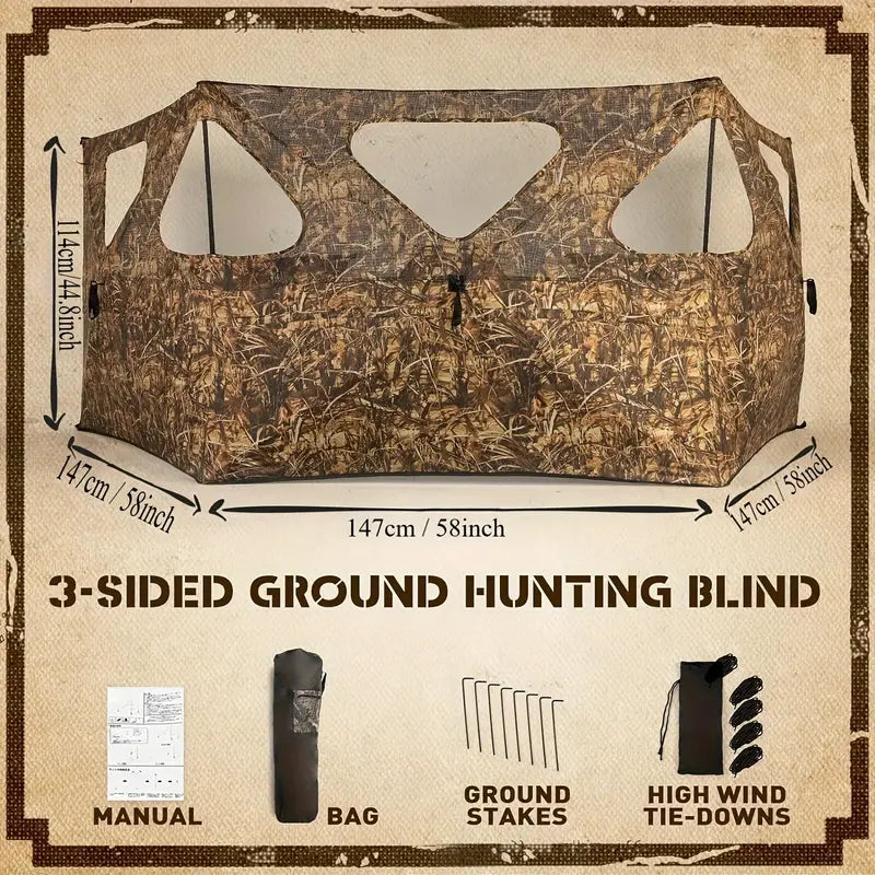 Three panel open top and rear camo blind