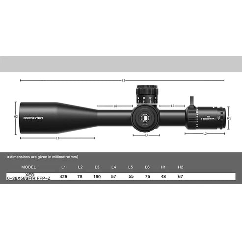 Discovery XED 6-36X56SFIR FFP-MRAD/MOA-ZERO STOP Diameter:35MM Optics Scopes