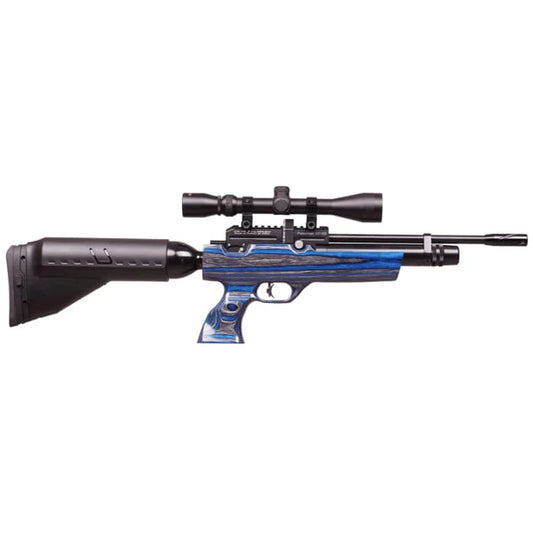 Kral Puncher NP-02 Pistol, Midnight Blue Laminate with Buddy Bottle Shoulder Stock, 5.5mm